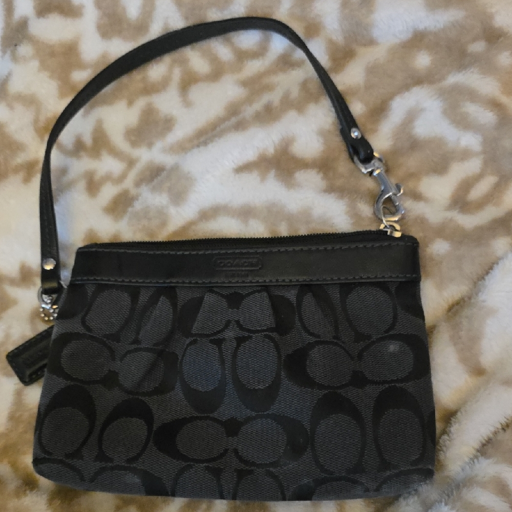 Coach Black Monogram Wristlet